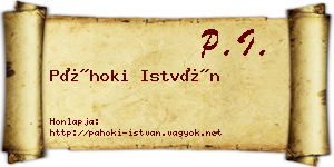Páhoki István névjegykártya